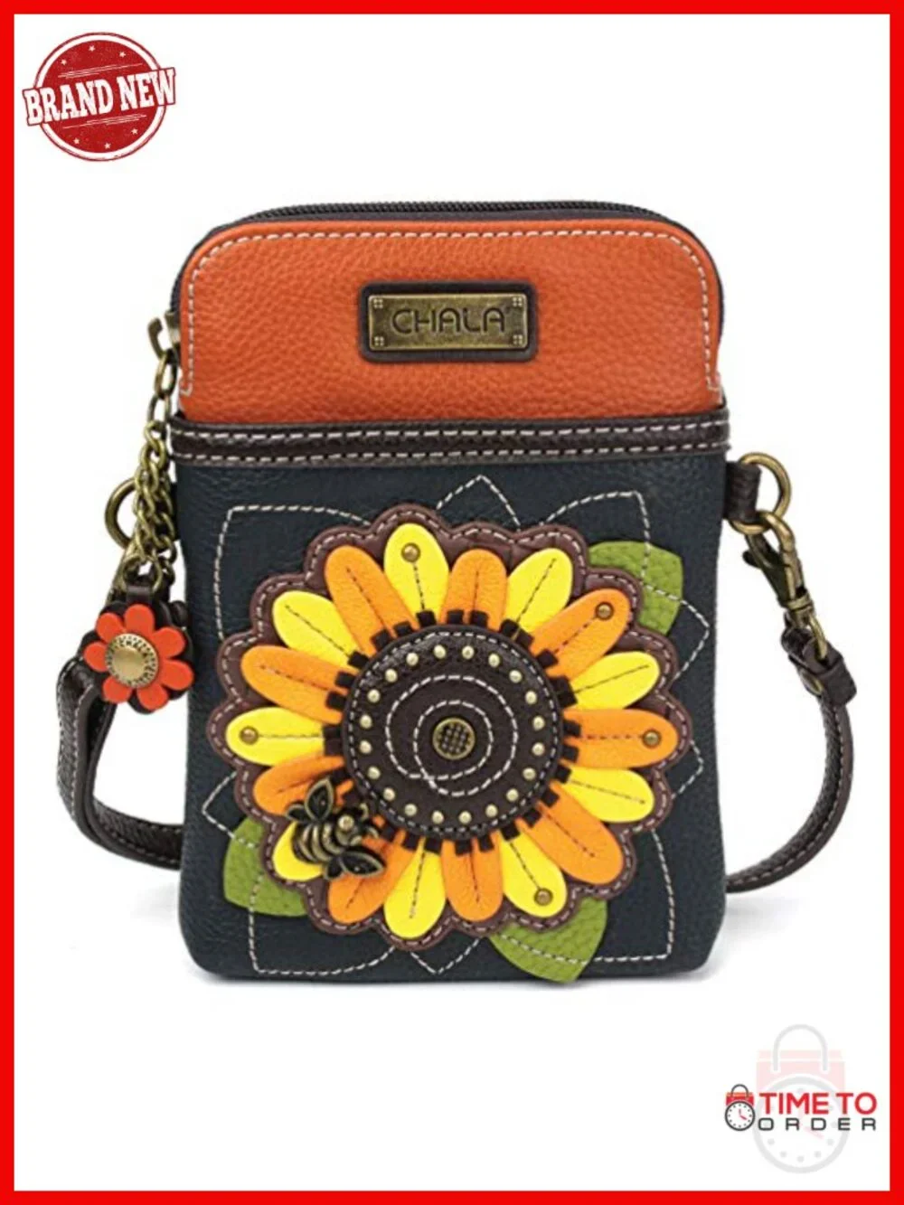 PU Leather Canvas Crossbody Cell Phone Purse with Adjustable Strap